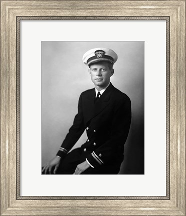 Framed John F Kennedy in his Navy Uniform Print