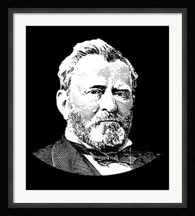 Framed Vector Portrait of General Ulysses S Grant Print