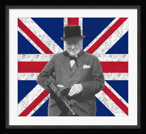 Framed Sir WInston Churchill with Union Jack Print