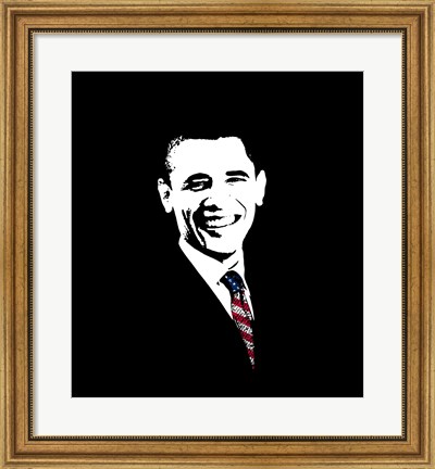 Framed President Barack Obama with Flag Tie Print