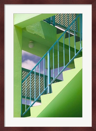 Framed Hotel Staircase (vertical), Rockley Beach, Barbados Print