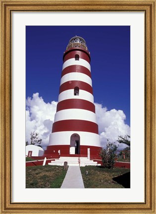 Framed Candystripe Lighthouse, Elbow Cay, Bahamas, Caribbean Print