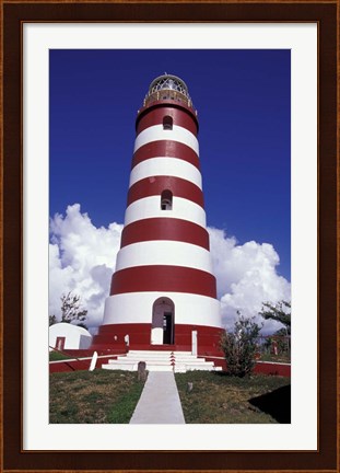 Framed Candystripe Lighthouse, Elbow Cay, Bahamas, Caribbean Print