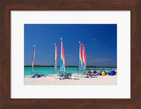 Framed Sailing rentals, Beach, Castaway Cay, Bahamas, Caribbean Print
