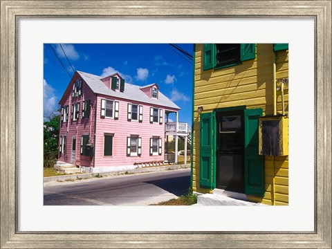 Framed Colorful Loyalist Home, Governor&#39;s Harbour, Eleuthera Island, Bahamas Print