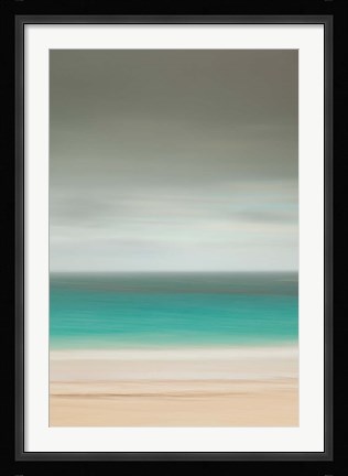 Framed Bahamas, Eleuthera, Pink Sand Beach on a cloudy day Print