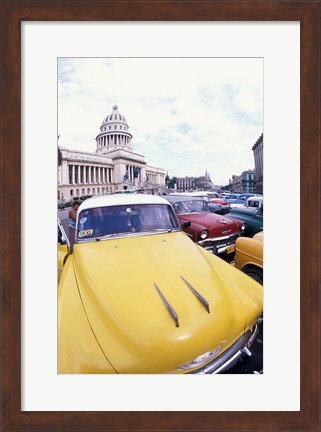 Framed Classic 1950&#39;s Auto at Havana Capitol, Havana, Cuba Print