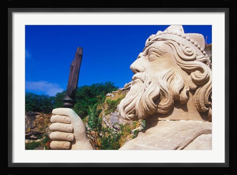 Framed Statue of Neptune in Bermuda Maritime Museum, Royal Naval Dockyard, Bermuda, Caribbean Print