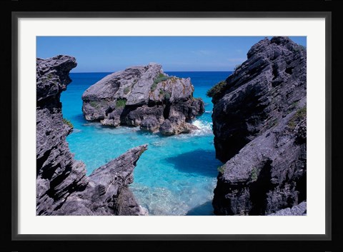 Framed Beach on South Coast, Bermuda, Caribbean Print
