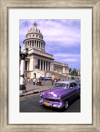 Framed Classic 1950&#39;s purple Auto, Havana, Cuba Print