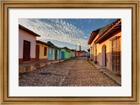 Framed Early morning view of streets in Trinidad, Cuba Print