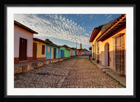 Framed Early morning view of streets in Trinidad, Cuba Print
