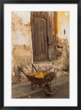 Framed Bananas in wheelbarrow, Havana, Cuba Print