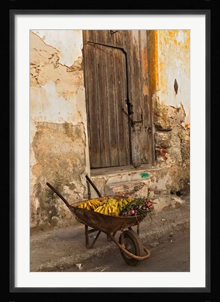 Framed Bananas in wheelbarrow, Havana, Cuba Print