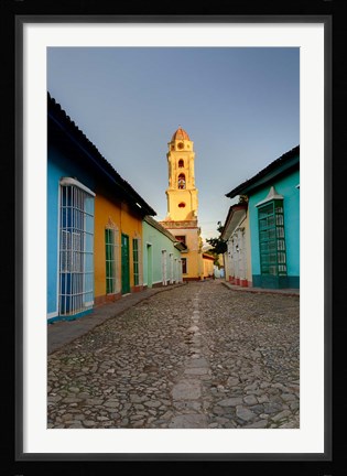 Framed Bell Tower, Plaza Mayor at sunrise, Trinidad, Cuba Print