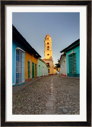 Framed Bell Tower, Plaza Mayor at sunrise, Trinidad, Cuba Print