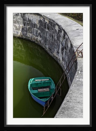 Framed Boat at the fortress of La Fuerza in Havana, Cuba Print