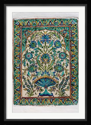 Framed Tile work on wall, Havana, Cuba Print