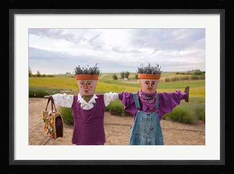 Framed Scarecrows at a lavendar farm in SE Washington Print