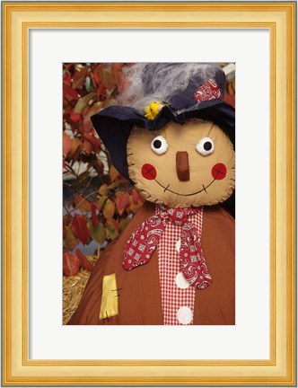 Framed Stuffed Scarecrow on Display at Halloween, Washington Print