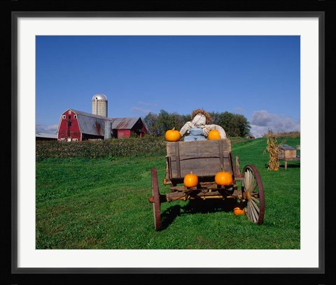 Framed Pumpkin Man and Farm, Vermont Print