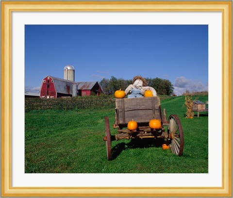 Framed Pumpkin Man and Farm, Vermont Print