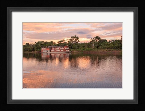 Framed Delfin river boat, Amazon basin, Peru Print