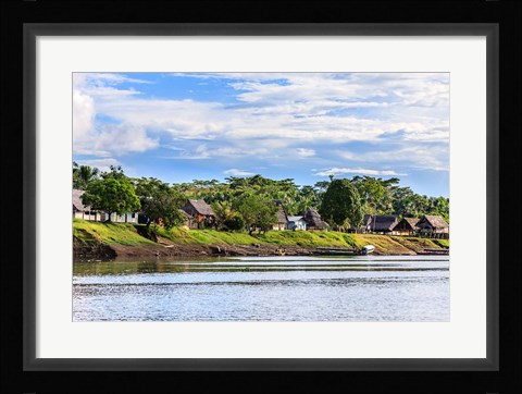 Framed Houses along a riverbank in the Amazon basin, Peru Print