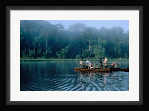 Framed Wildlife from Raft on Oxbow Lake, Morning Fog, Posada Amazonas, Tamboppata River, Peru Print
