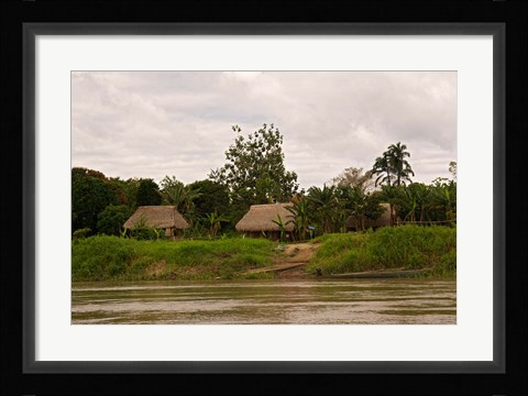 Framed Indian Village on Rio Madre de Dios, Amazon River Basin, Peru Print