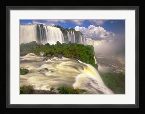 Framed Brazil, Igwacu Waterfalls into the Igwacu River Print
