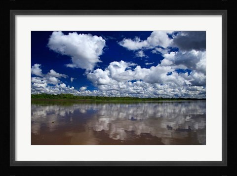 Framed South America, Peru, Amazon Cloud reflections on Amazon river Print