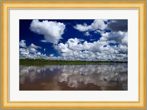 Framed South America, Peru, Amazon Cloud reflections on Amazon river Print