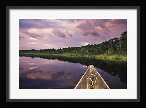 Framed Paddling a dugout canoe, Amazon basin, Ecuador Print