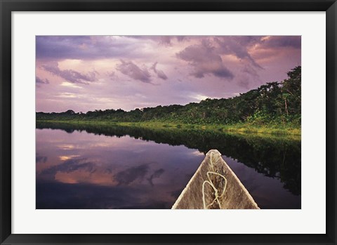 Framed Paddling a dugout canoe, Amazon basin, Ecuador Print