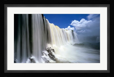 Framed Towering Igwacu Falls Drops into Igwacu River, Brazil Print