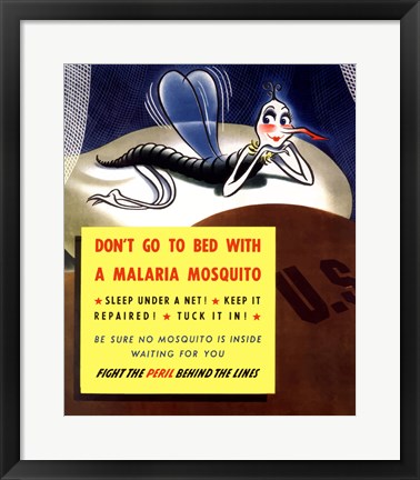 Framed Don&#39;t Go To Bed With A Malaria Mosquito Print