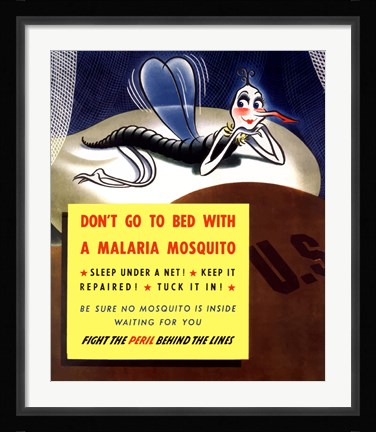 Framed Don't Go To Bed With A Malaria Mosquito Print