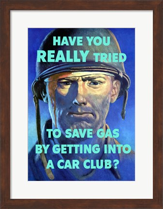 Framed Save Gas - Car Club Print
