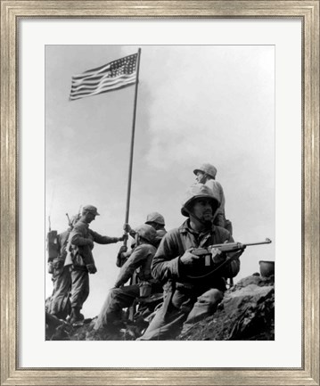 Framed 1st American Flag Raising Print