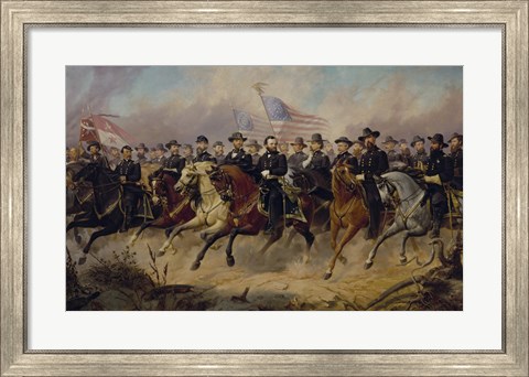 Framed Ulysses S Grant and His Generals on Horeback Print