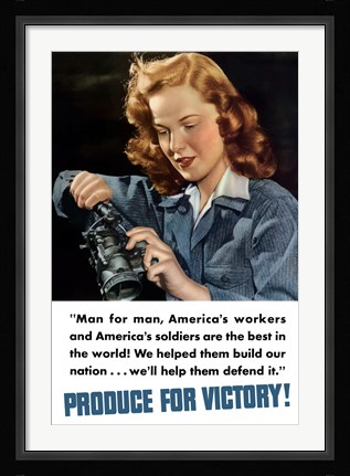 Framed Produce for Victory - Man for Man Print