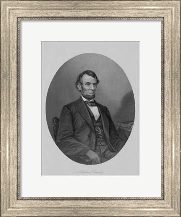Framed President Abraham Lincoln Sitting in a Chair Print