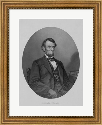 Framed President Abraham Lincoln Sitting in a Chair Print