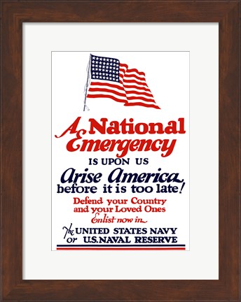 Framed National emergency, Arise America Print