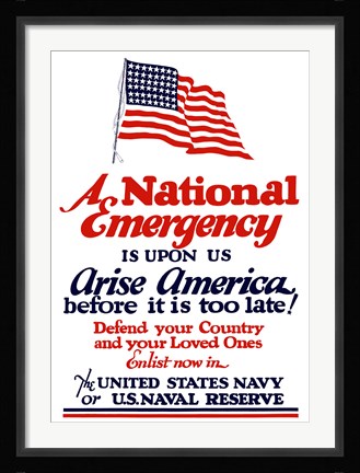 Framed National emergency, Arise America Print