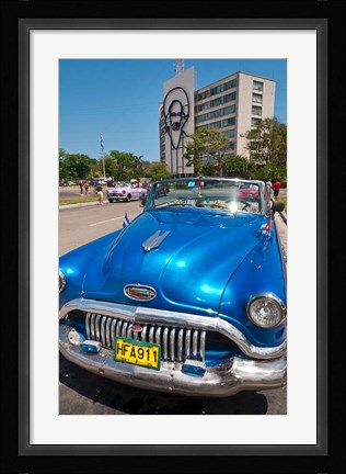 Framed Havana, Cuba, Classic cars in Revolution Square Print