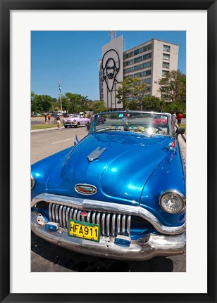 Framed Havana, Cuba, Classic cars in Revolution Square Print