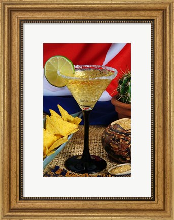 Framed Daiquiri cocktail and Cuban flag Print