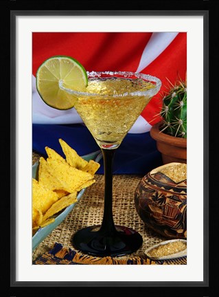 Framed Daiquiri cocktail and Cuban flag Print